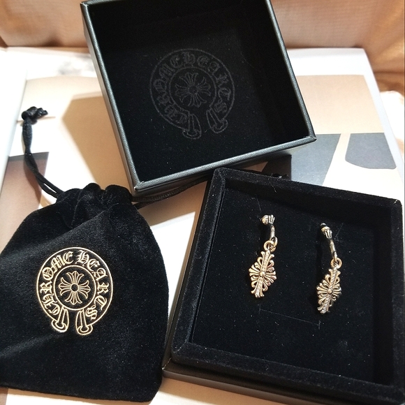 NEW Chrome Hearts 925 Sterling Cross Earrings - Picture 2 of 6